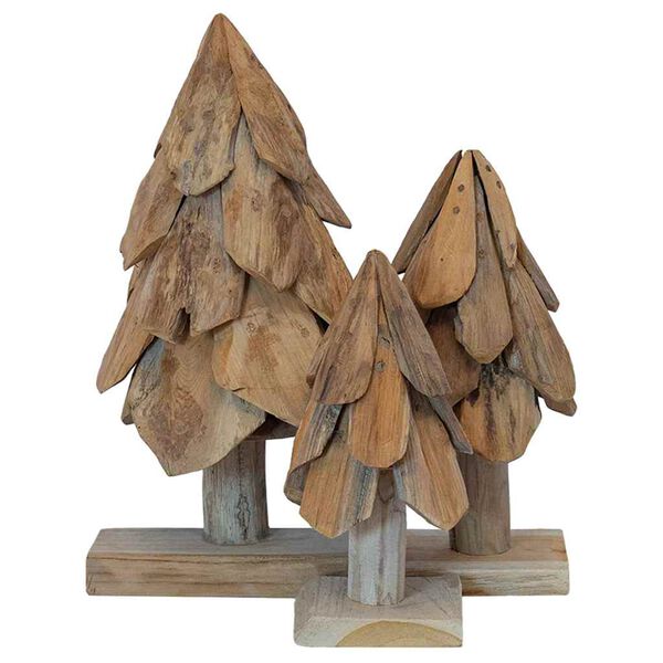 vidaXL Sapin de No&euml;l avec support 3 pcs Marron Bois de teck solide