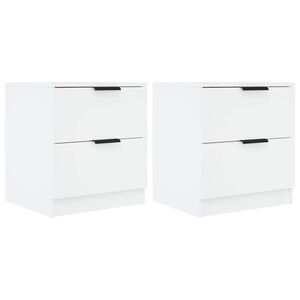 vidaXL Tables de chevet 2 pcs Blanc Bois d'ing&eacute;nierie