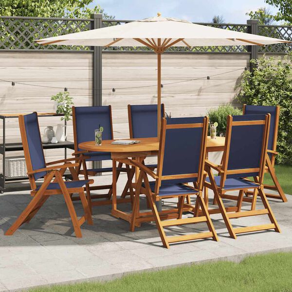 vidaXL Chaises pliables de jardin lot de 6 bois d'acacia et textil&egrave;ne