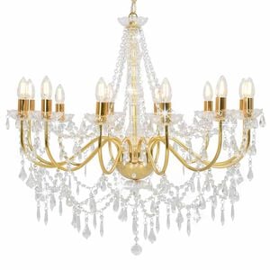 vidaXL Lustre avec perles Dor&eacute; 12 ampoules E14