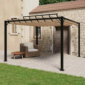 vidaXL Tonnelle avec toit &agrave; persienne 3x3 m Taupe Tissu et aluminium