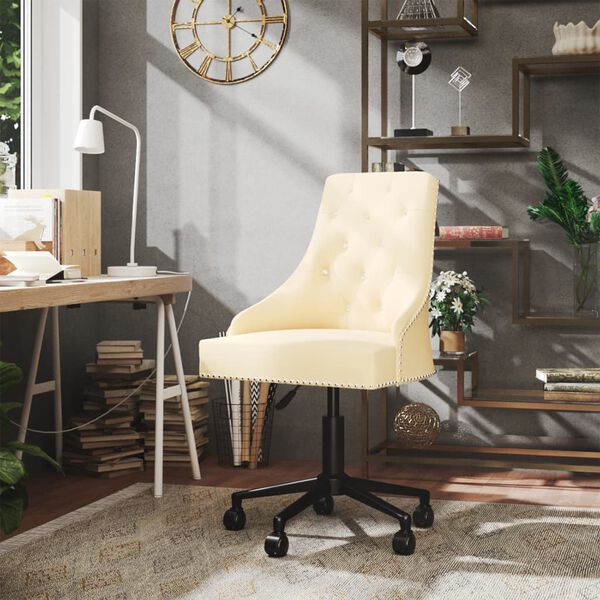 vidaXL Chaise pivotante de bureau Cr&egrave;me Velours
