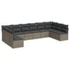 vidaXL Salon de jardin avec coussins 10 pcs gris r&eacute;sine tress&eacute;e