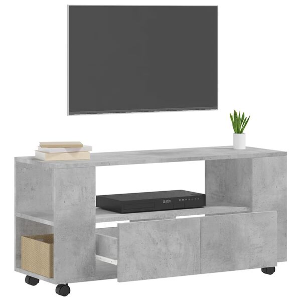 vidaXL Meuble TV gris béton 102x34,5x43 cm bois d'ingénierie