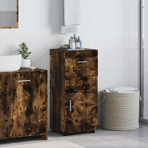 vidaXL Ensemble de Meubles de Salle de Bain TULUM Ch&ecirc;ne fum&eacute;