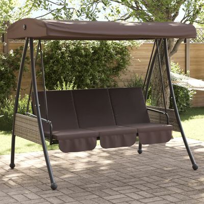 vidaXL Balancelle de jardin avec auvent réglable marron café acier