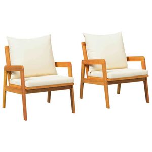 vidaXL Chaise de jardin avec coussin 2 pcs Marron Bois d'acacia massif