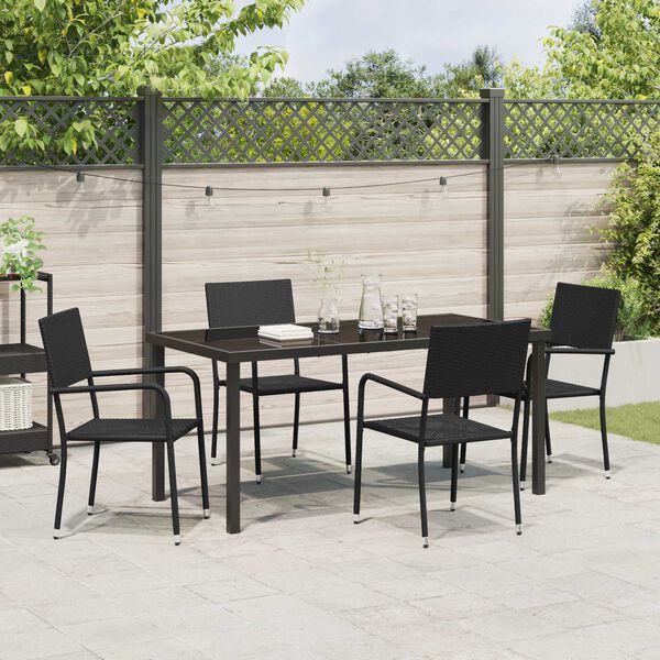 vidaXL Ensemble de salle &agrave; manger pour jardin 5 pcs Noir polyrotin
