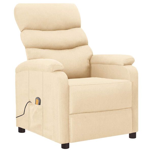 vidaXL Fauteuil de massage Cr&egrave;me Tissu