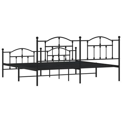 vidaXL Cadre de lit métal sans matelas avec pied de lit noir 200x200cm