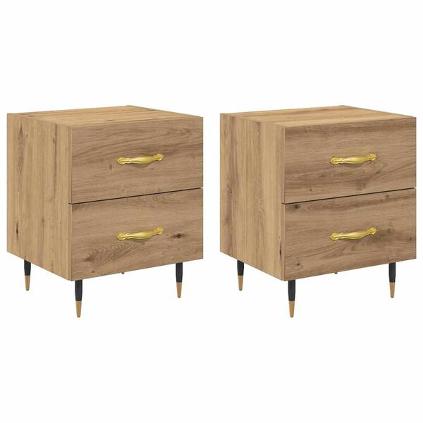 vidaXL Cabinet de chevet 2 pcs Ch&ecirc;ne artisanal 40 x 35 x 47,5 cm