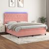 vidaXL Sommier &agrave; lattes de lit matelas et LED Rose 160x200 cm Velours