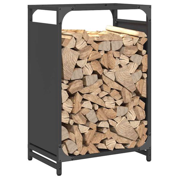 vidaXL Portant de bois chauffage noir 44x28x65 cm
