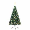 vidaXL Demi-arbre de No&euml;l artificiel pr&eacute;-&eacute;clair&eacute; et boules vert 240 cm