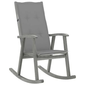 vidaXL Chaise &agrave; bascule avec coussins Gris Bois d'acacia massif
