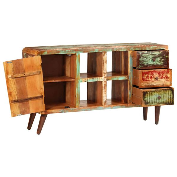 vidaXL Armoire avec 1 porte 4 étagères 3 tiroirs Bois massif récupéré