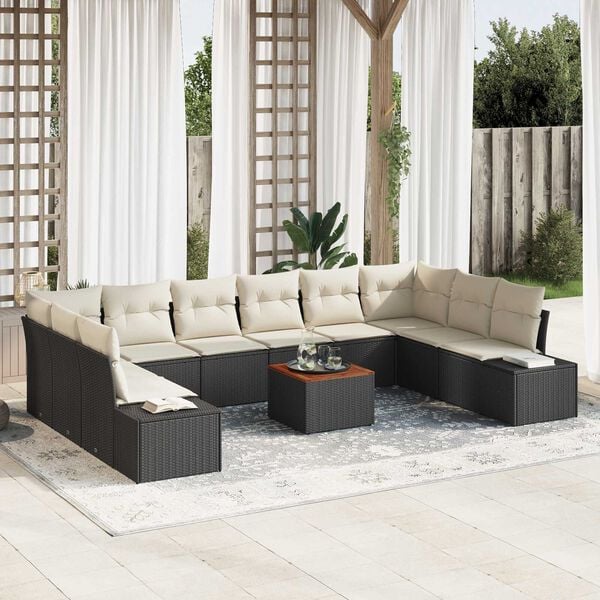 vidaXL Ensemble de canap&eacute; de jardin 11 pcs Noir et blanc