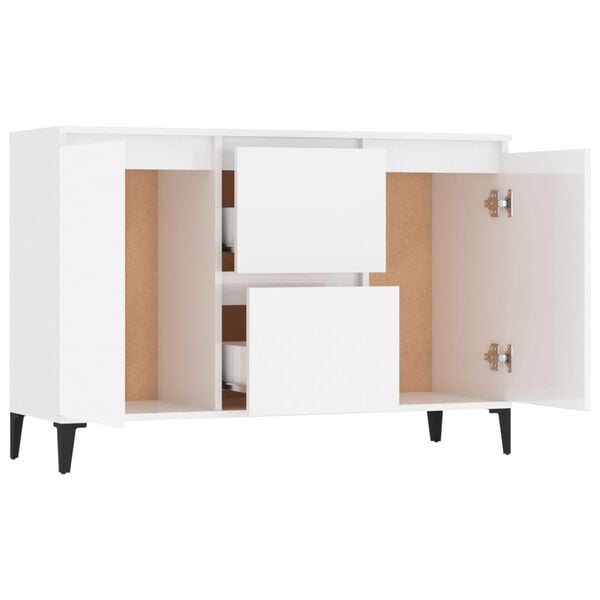 vidaXL Buffet blanc brillant 102x35x70 cm bois d'ing&eacute;nierie