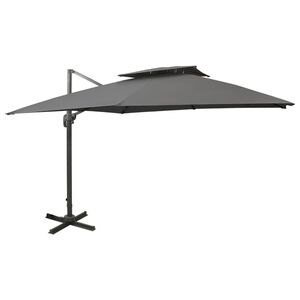 vidaXL Parasol de jardin en porte-&agrave;-faux avec double toit anthracite