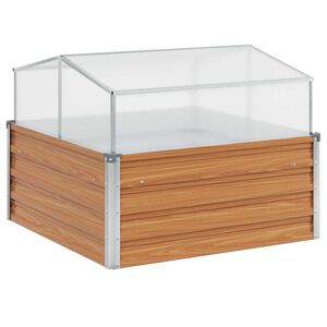 vidaXL Jardini&egrave;re avec serre Marron Clair 100 x 100 x 77 cm