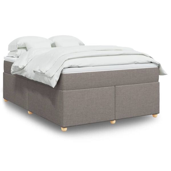 vidaXL Sommier &agrave; lattes de lit avec matelas Taupe 160x200 cm Tissu