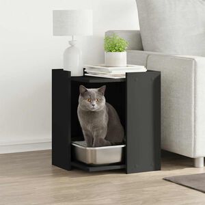 vidaXL Meuble de bac &agrave; liti&egrave;re pour chat noir bois d'ing&eacute;nierie