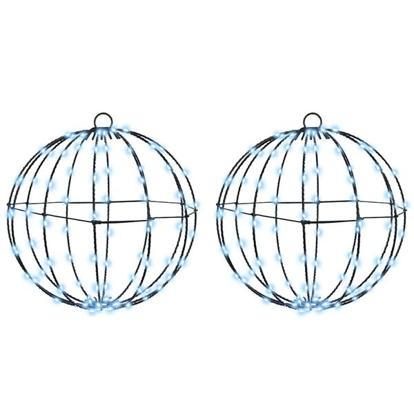 vidaXL Boule avec 192 LED 2 pcs Blanc froid 31,5 x 31,5 x 32 cm M&eacute;tal