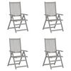 vidaXL Chaises inclinables de jardin lot de 4 Gris Bois solide acacia