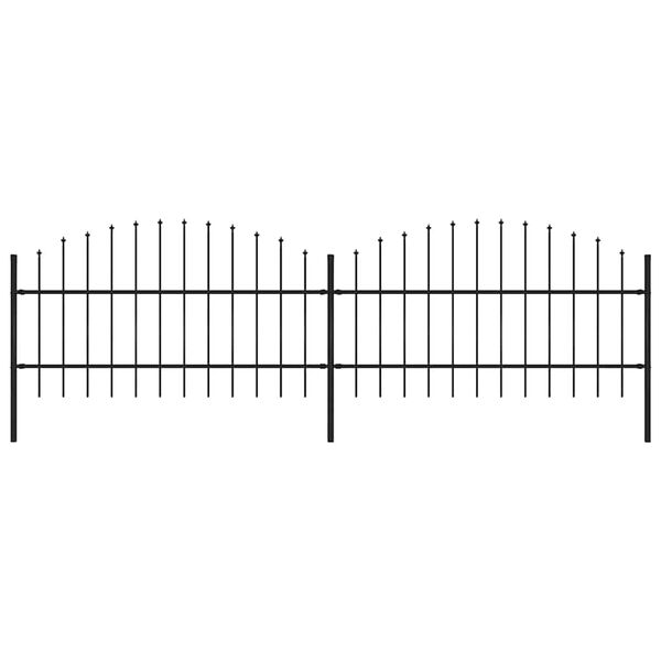 vidaXL Clôture de jardin avec dessus en forme de lance en acier 359 x 100 cm Noir