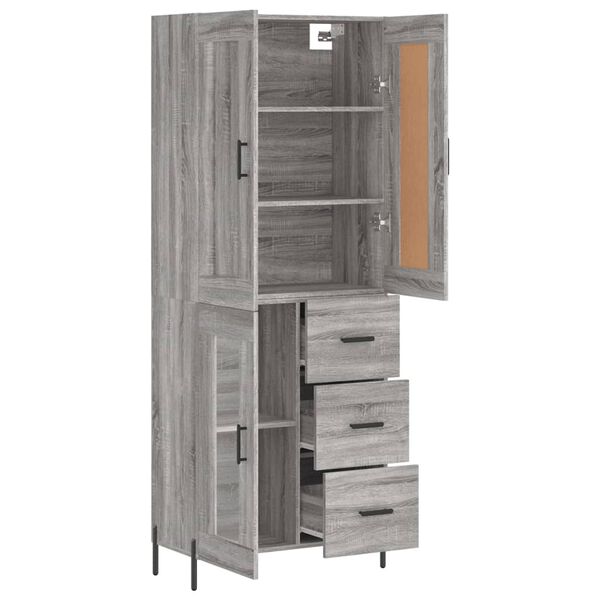 vidaXL Buffet haut Sonoma gris 69,5x34x180 cm Bois d'ing&eacute;nierie