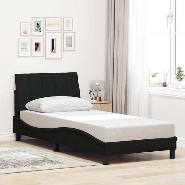 vidaXL Cadre de lit sans matelas Hanko noir 90x190 cm tissu