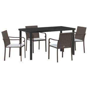 vidaXL Ensemble de salle &agrave; manger pour jardin 5 pcs Marron et Noir