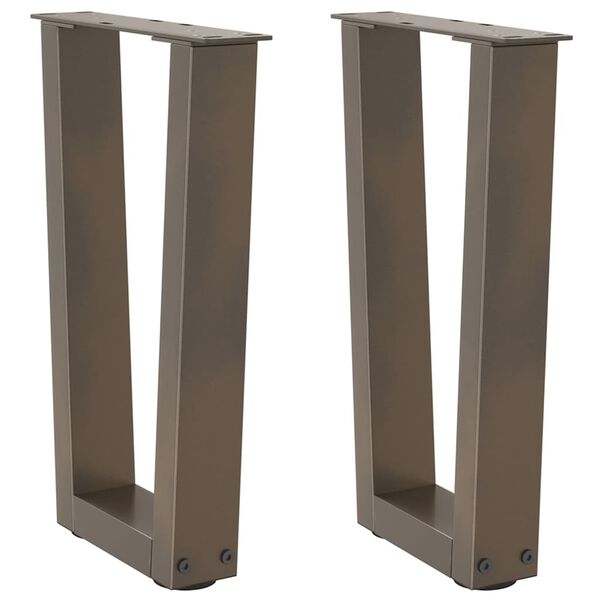 vidaXL Pieds de table basse en forme de V, 2 pièces, acier naturel, 28 x (42-43,3) cm