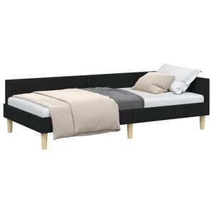 vidaXL Cadre de lit d'angle Noir 80 x 200 cm tissu