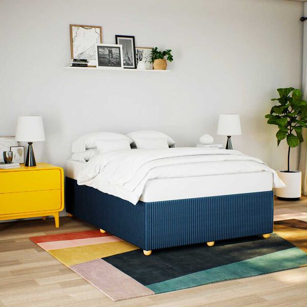vidaXL Cadre de lit sans matelas bleu 140x200 cm tissu