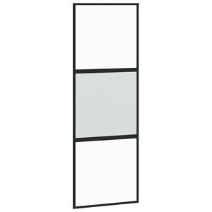vidaXL Porte coulissante noir 76x205 cm verre tremp&eacute; aluminium