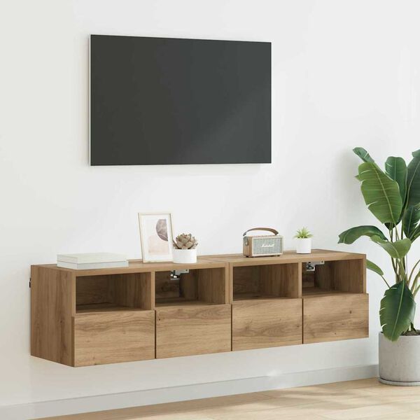 vidaXL Meubles TV muraux 2 pcs Ch&ecirc;ne artisanal 60 x 30 x 30 cm