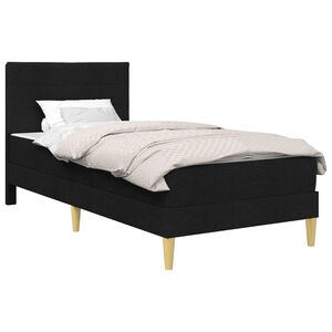 vidaXL Cadre de lit avec matelas Noir 90 x 190 cm tissu