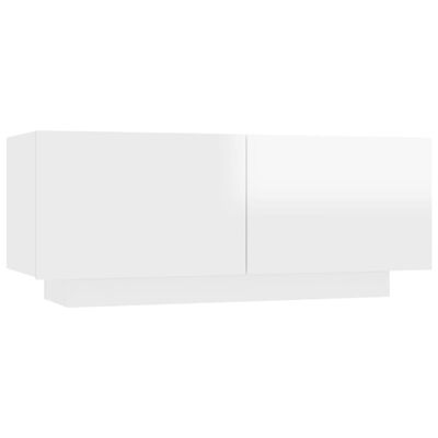 vidaXL Table de chevet blanc brillant 100x35x40 cm bois d'ingénierie