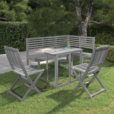 vidaXL Ensemble de bistro 4 pcs Bois d'acacia solide Gris