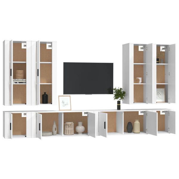 vidaXL Ensemble de meubles TV 8 pcs Blanc Bois d'ing&eacute;nierie
