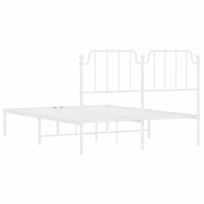 vidaXL Cadre de lit métal sans matelas et tête de lit blanc 135x190 cm