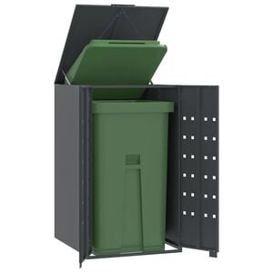 vidaXL Rangement pour poubelle &agrave; roulettes pour poubelle simple Anthracite 69 x 79 x 117 cm Acier