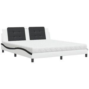 vidaXL Lit avec matelas Zadar blanc et noir 180x200 cm similicuir