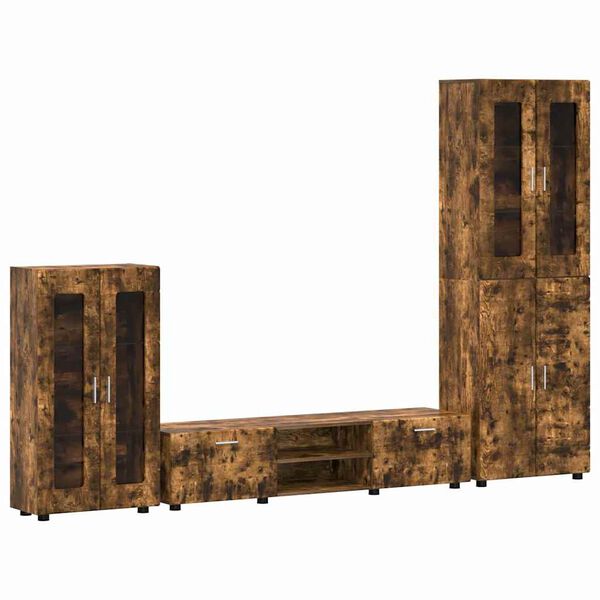 vidaXL Ensemble meuble TV avec tiroir Ch&ecirc;ne fum&eacute; Bois d'ing&eacute;nierie