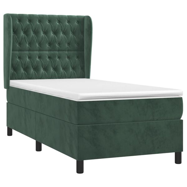 vidaXL Sommier &agrave; lattes de lit et matelas Vert fonc&eacute; 80x200 cm Velours