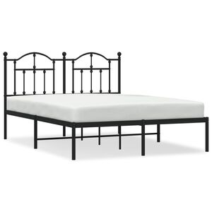vidaXL Cadre de lit m&eacute;tal sans matelas avec t&ecirc;te de lit noir 140x200cm