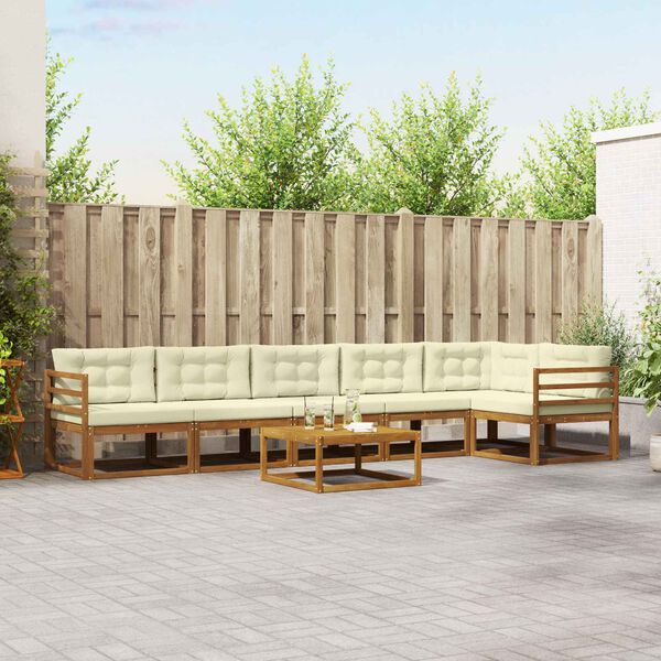 vidaXL Ensemble de canap&eacute;s d'ext&eacute;rieur 7 pcs Naturel et Cr&egrave;me