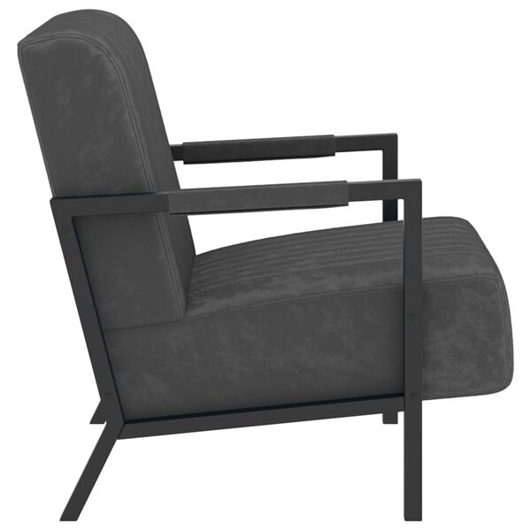 vidaXL Fauteuil gris fonc&eacute; velours
