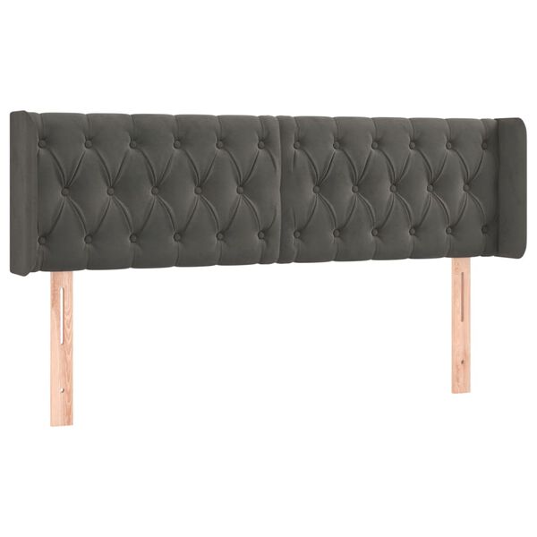 vidaXL T&ecirc;te de lit &agrave; LED Gris fonc&eacute; 163x16x78/88 cm Velours